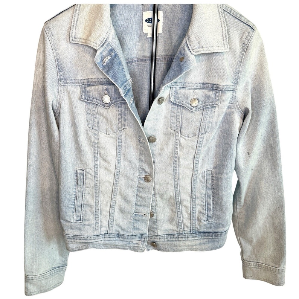 Old Navy Womens Short Denim Jean Jacket Size M Timeless Retro Casual Button-Up